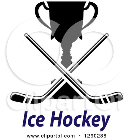 Clipart of Crossed Hockey Sticks over a Trophy and Text - Royalty Free Vector Illustration by Vector Tradition SM