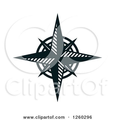 Clipart of a Black and White Compass Rose - Royalty Free Vector Illustration by Vector Tradition SM
