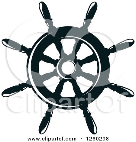 Clipart of a Black and White Ship Helm - Royalty Free Vector Illustration by Vector Tradition SM