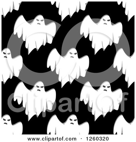 Clipart of a Seamless Pattern Background of Ghosts - Royalty Free Vector Illustration by Vector Tradition SM