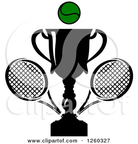 Clipart of a Trophy Cup with a Tennis Ball and Rackets - Royalty Free Vector Illustration by Vector Tradition SM