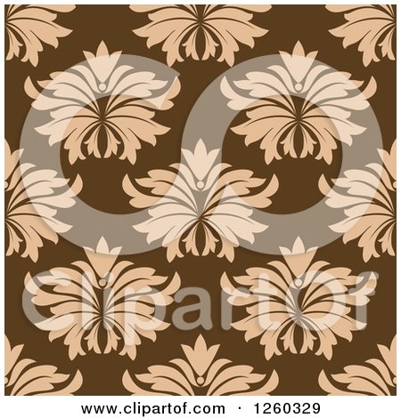 Clipart of a Seamless Pattern Background of Vintage Floral in Brown - Royalty Free Vector Illustration by Vector Tradition SM