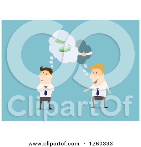 Clipart of Businessmen Thinking About Forming a Partnership - Royalty Free Vector Illustration by Vector Tradition SM