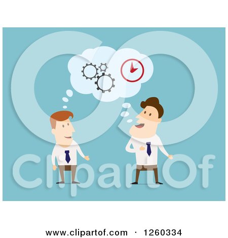 Clipart of Businessmen Brainstorming Together - Royalty Free Vector Illustration by Vector Tradition SM