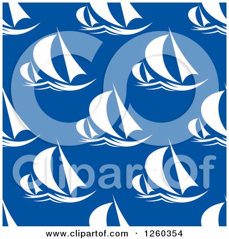 Clipart of a Seamless Background Pattern of Sailboats - Royalty Free Vector Illustration by Vector Tradition SM