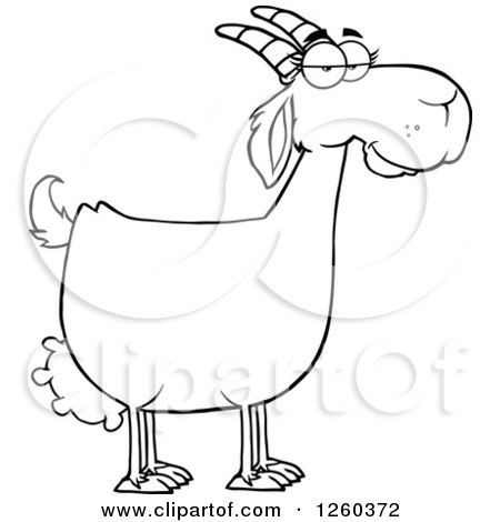 Clipart of a Black and White Female Boer Goat Doe - Royalty Free Vector Illustration by Hit Toon