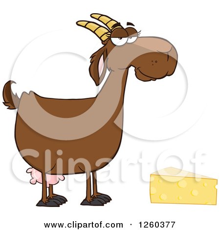Clipart of a Red Female Boer Goat Doe with Cheese - Royalty Free Vector Illustration by Hit Toon