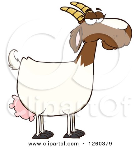 Clipart of a Red and White Female Boer Goat Doe - Royalty Free Vector Illustration by Hit Toon