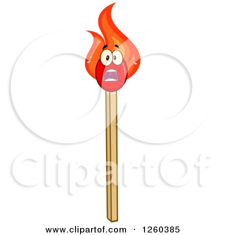 Clipart of a Screaming Burning Match Stick Character - Royalty Free Vector Illustration by Hit Toon