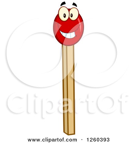Clipart of a Happy Match Stick Character - Royalty Free Vector Illustration by Hit Toon