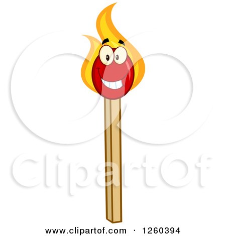 Clipart of a Happy Burning Match Stick Character - Royalty Free Vector Illustration by Hit Toon