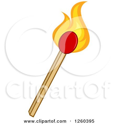 Clipart of a Lit Match Stick - Royalty Free Vector Illustration by Hit Toon