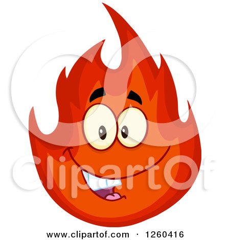Clipart of a Happy Fireball Flame Character - Royalty Free Vector Illustration by Hit Toon