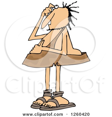 Clipart of a Bewildered Caveman Scratching His Head - Royalty Free Vector Illustration by djart
