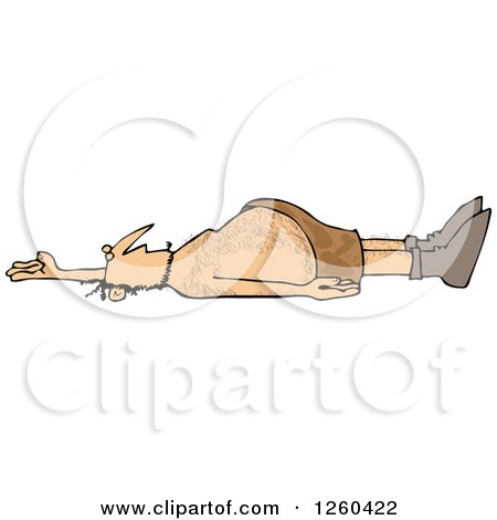 Clipart of a Dead Hairy Caveman on the Ground - Royalty Free Vector Illustration by djart