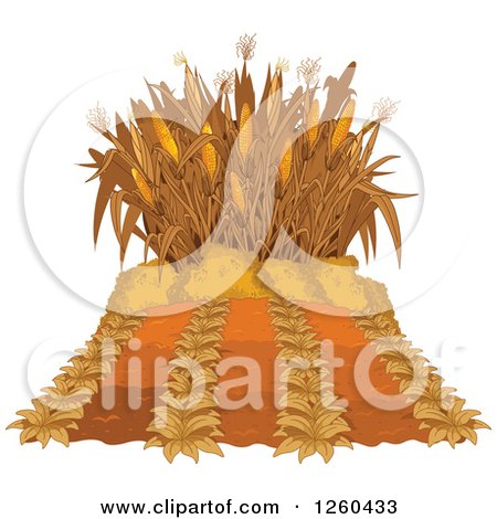 Clipart of an Autumn Corn Maze and Crop - Royalty Free Vector Illustration by Pushkin