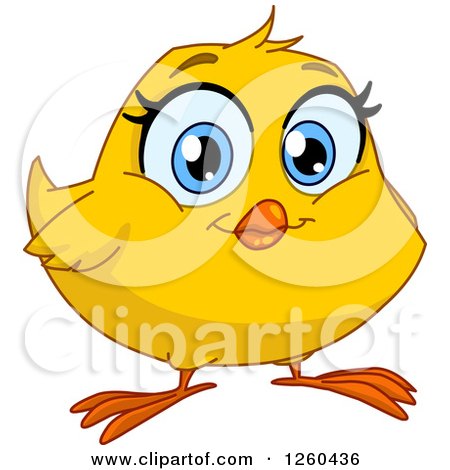 Clipart of a Happy Yellow Chick with Big Blue Eyes - Royalty Free Vector Illustration by yayayoyo
