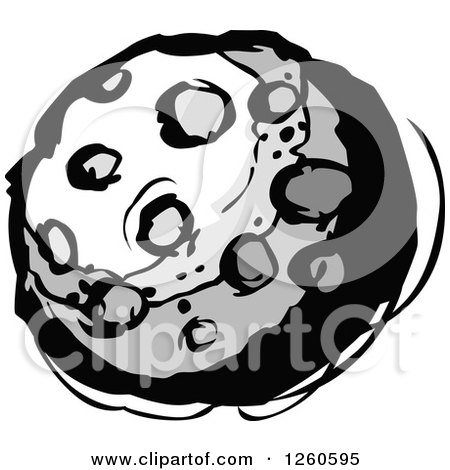 Clipart of a Grayscale Cratered Moon - Royalty Free Vector Illustration by Chromaco