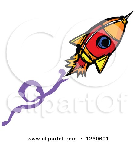 Clipart of a Flying Rocket - Royalty Free Vector Illustration by Chromaco