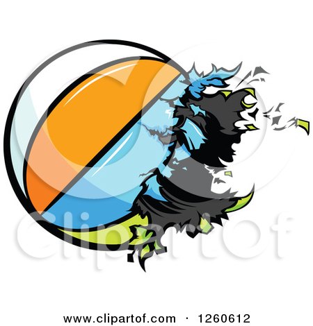 Clipart of a Colorful Exploding Beach Ball - Royalty Free Vector Illustration by Chromaco