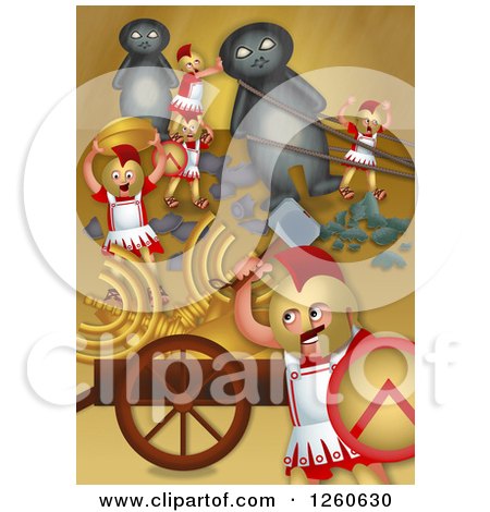 Clipart of a Hanukkah Scene of Greek Soldiers Looting the Jewish Temple and Putting up Stone Idols - Royalty Free Illustration by Prawny