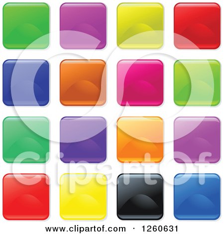 Clipart of Square Colorful Glass Icon Buttons - Royalty Free Vector Illustration by Prawny
