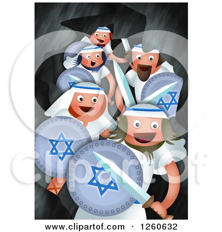 Clipart of a Hanukkah Scene of Judah and the Maccabees Hiding in a Cave While Making Battle Plans - Royalty Free Illustration by Prawny