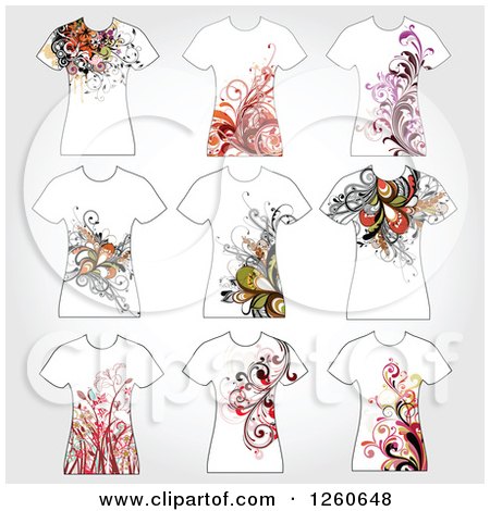 Clipart of Floral T Shirts - Royalty Free Vector Illustration by OnFocusMedia