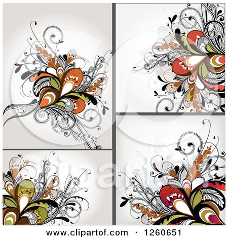 Clipart of Backgrounds of Abstract Floral - Royalty Free Vector Illustration by OnFocusMedia