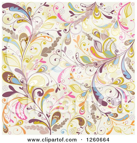 Clipart of a Background of Abstract Floral - Royalty Free Vector Illustration by OnFocusMedia