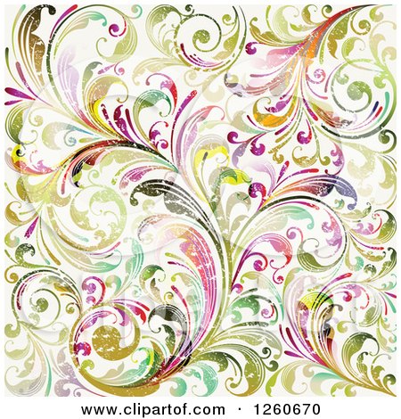 Clipart of a Background of Abstract Floral Grunge - Royalty Free Vector Illustration by OnFocusMedia