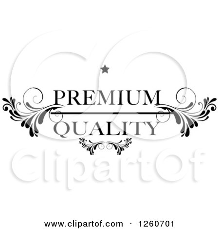 Clipart of a Premium Quality and Floral Label - Royalty Free Vector Illustration by OnFocusMedia