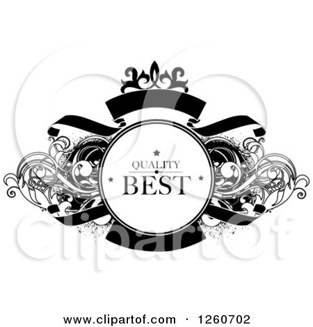 Clipart of a Grungy Black and White Best Quality Design - Royalty Free Vector Illustration by OnFocusMedia
