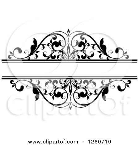 Clipart of a Black and White Ornate Flourish Swirl Frame - Royalty Free Vector Illustration by OnFocusMedia