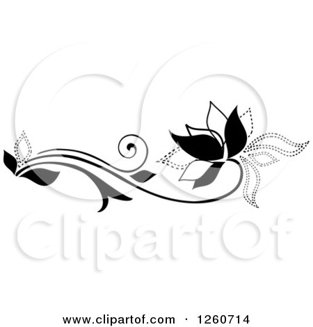 Clipart of a Black and White Flower Design Element - Royalty Free Vector Illustration by OnFocusMedia