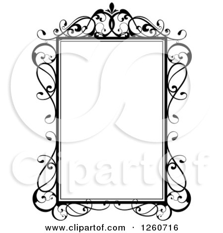 Clipart of a Black and White Frame with Swirls - Royalty Free Vector Illustration by OnFocusMedia