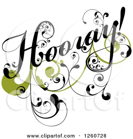 Clipart of Hooray Text with a Green and Black Flourish - Royalty Free Vector Illustration by OnFocusMedia