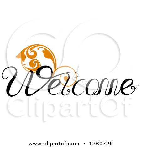 Clipart of Welcome Text with an Orange Flourish - Royalty Free Vector Illustration by OnFocusMedia