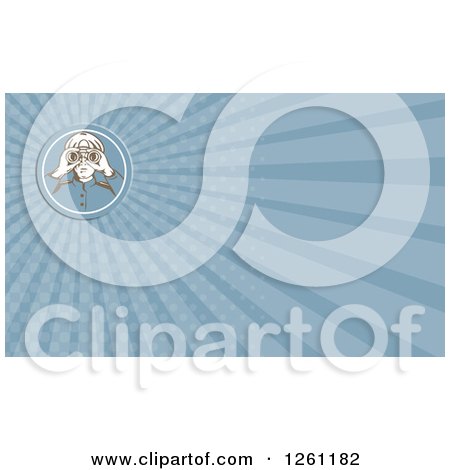 Clipart of a Captain Using Binoculars Background or Business Card Design - Royalty Free Illustration by patrimonio