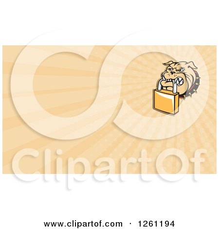 Clipart of a Security Bulldog and Padlock Background or Business Card Design - Royalty Free Illustration by patrimonio