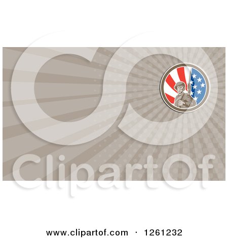 Clipart of a Solder with an American Flag Background or Business Card Design - Royalty Free Illustration by patrimonio