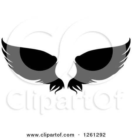 Clipart of Black Silhouetted Feathered Wings - Royalty Free Vector Illustration by Chromaco