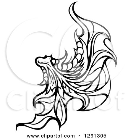 Clipart of a Black and White Fairy Wing - Royalty Free Vector Illustration by Chromaco