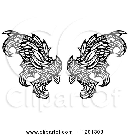Clipart of Black and White Fairy Wings - Royalty Free Vector Illustration by Chromaco