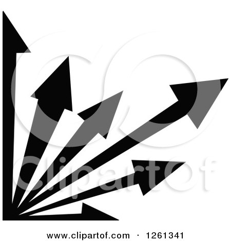 Clipart of a Black and White Corner Arrow Design - Royalty Free Vector Illustration by Chromaco
