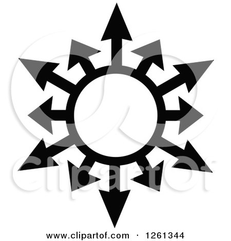 Clipart of a Black and White Arrow Globe Design - Royalty Free Vector Illustration by Chromaco