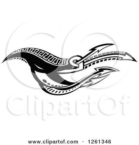 Clipart of a Black and White Tribal Arrow Design - Royalty Free Vector Illustration by Chromaco