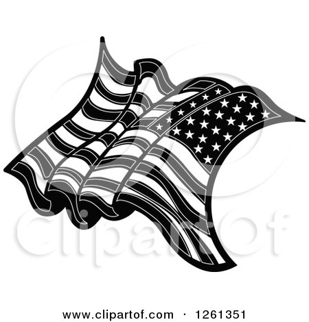 Clipart of a Black and White American Flag - Royalty Free Vector Illustration by Chromaco