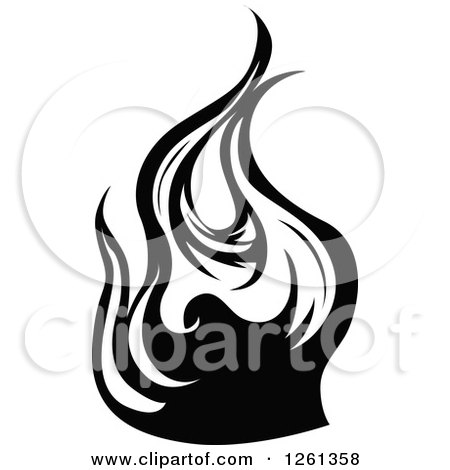 Clipart of a Black and White Fire Design Element - Royalty Free Vector Illustration by Chromaco
