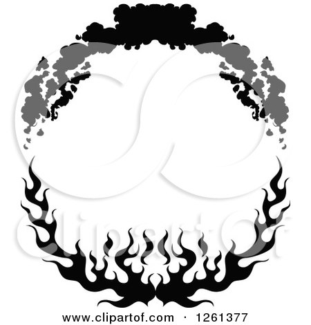 Clipart of a Black and White Frame Fire Design Element - Royalty Free Vector Illustration by Chromaco